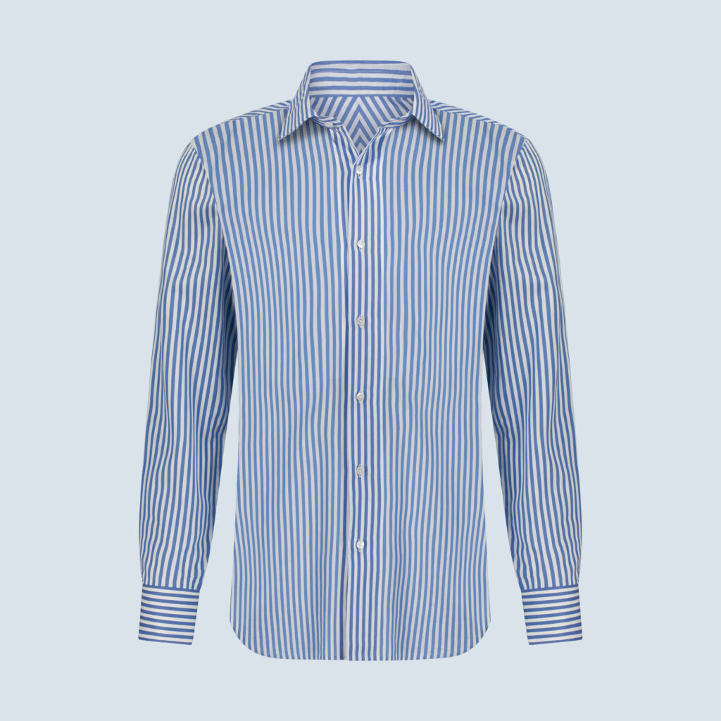 Blue stripes on White Giza Cotton Shirt