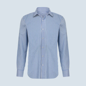 Blue stripes on White Giza Cotton Shirt