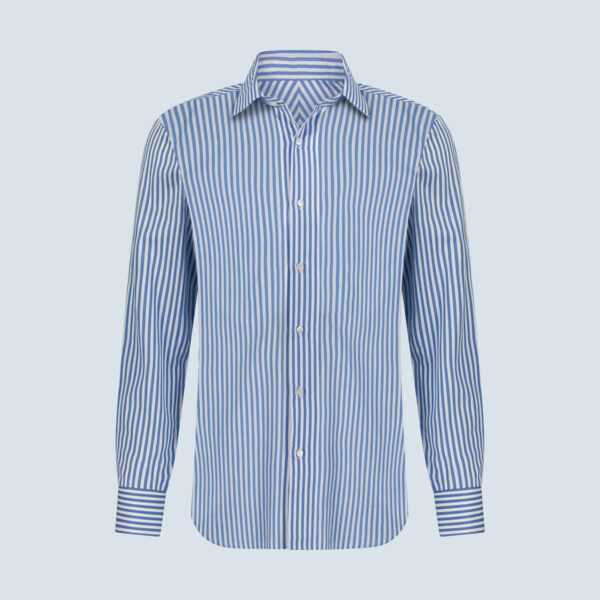 Blue stripes on White Giza Cotton Shirt