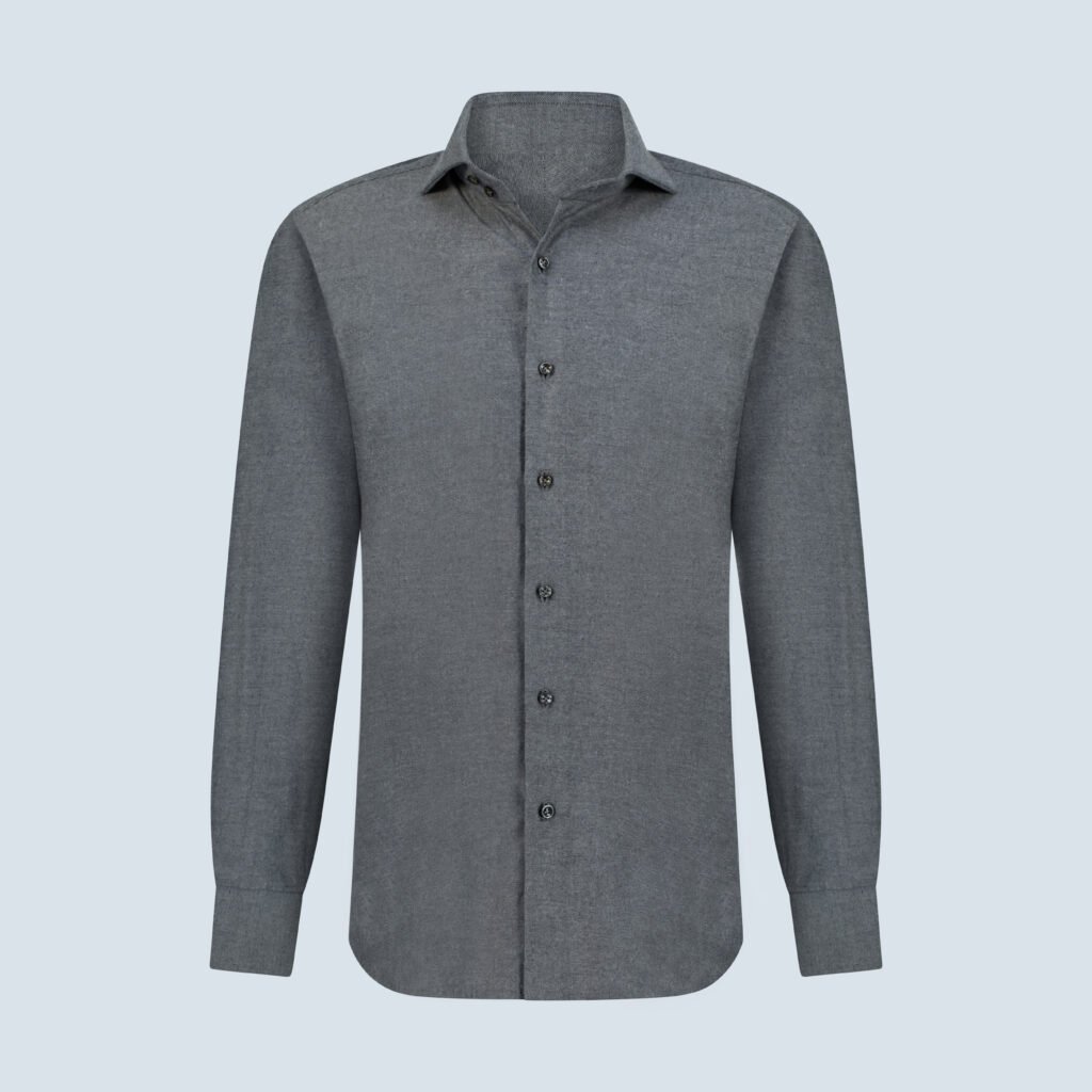 Grey Cotton Flannel Casual Shirt