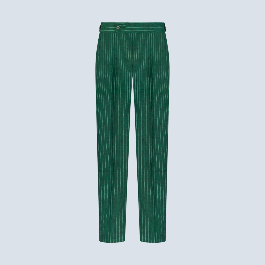 Grasshopper Green Striped Casual Trousers