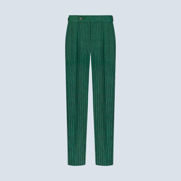 Grasshopper Green Striped Casual Trousers