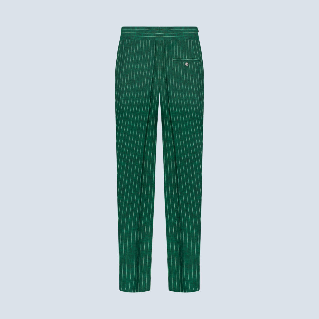 Grasshopper Green Striped Casual Trousers