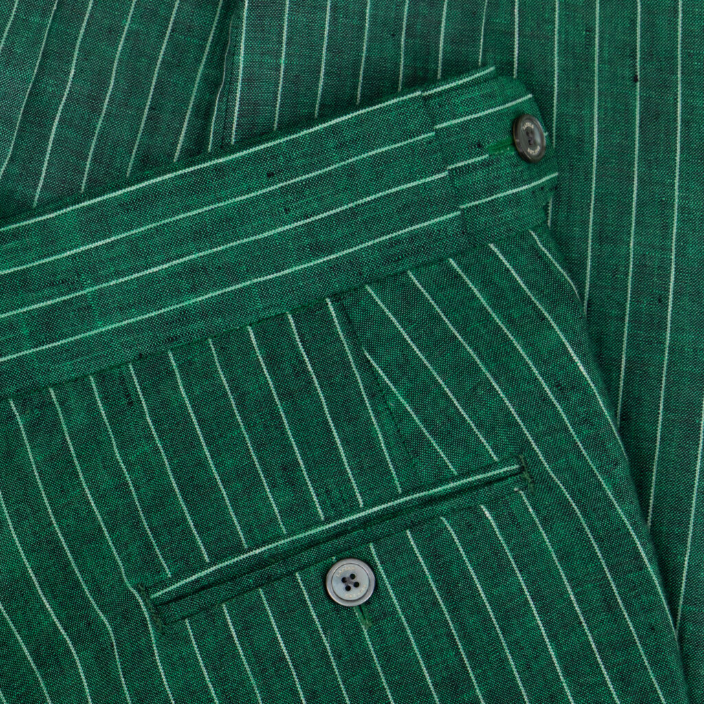Grasshopper Green Striped Casual Trousers