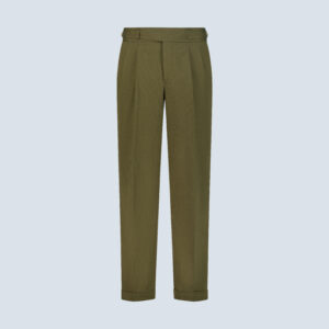 Drab Green Pleated Casual Trousers