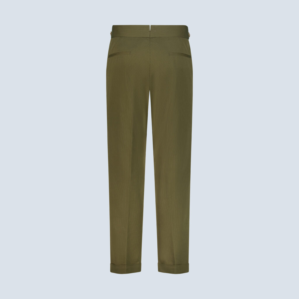 Drab Green Pleated Casual Trousers