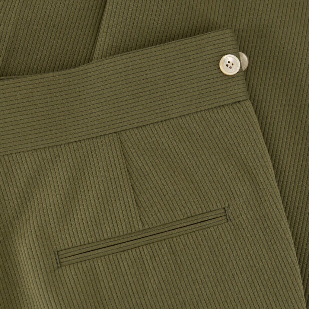 Drab Green Pleated Casual Trousers