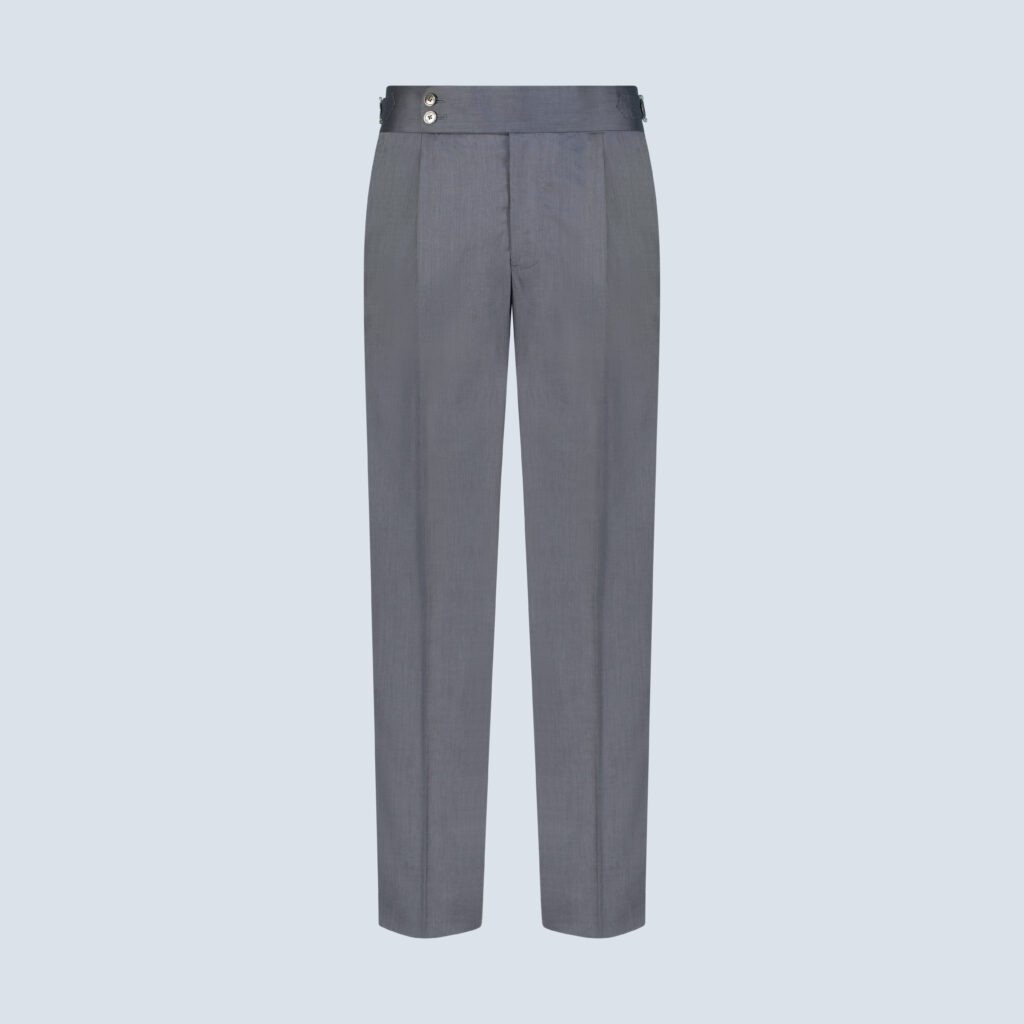 Grey Cotton Silk Pleated Grey Trousers