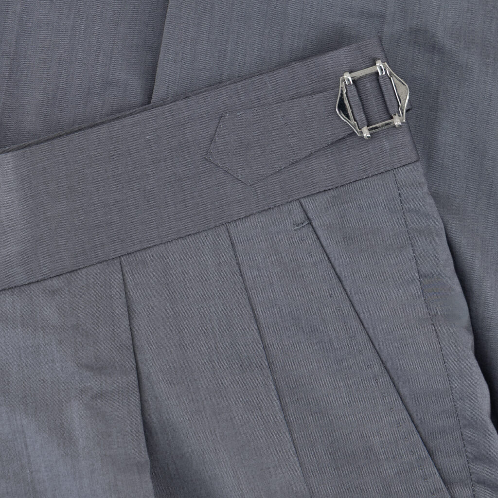 Grey Cotton Silk Pleated Grey Trousers
