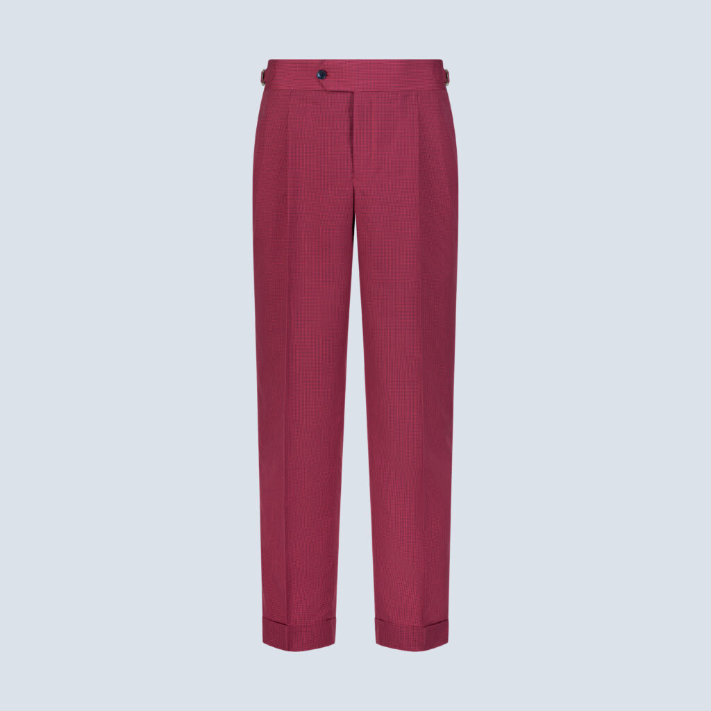 Raspberry Pink Micro-Check Casual Trousers