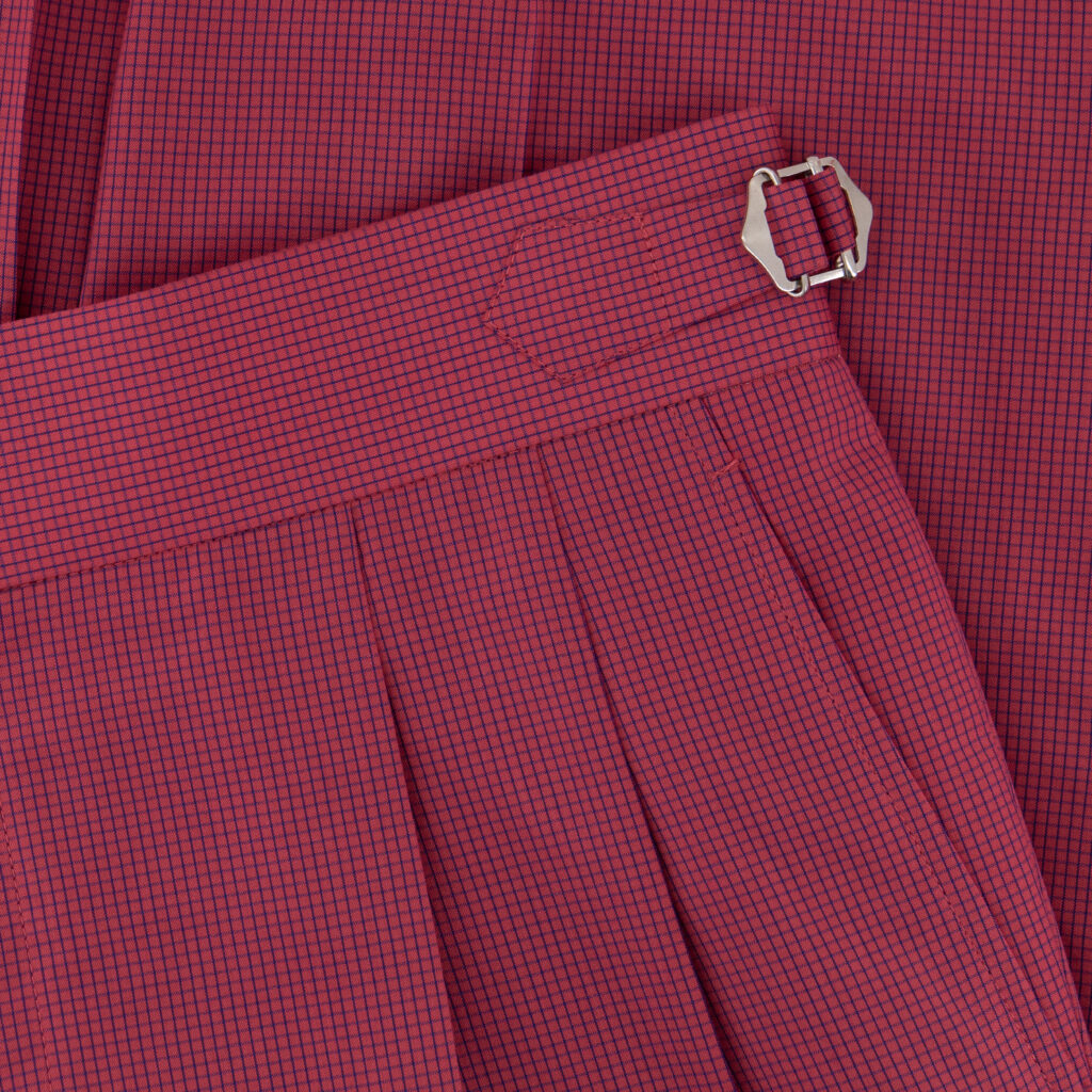Raspberry Pink Micro-Check Casual Trousers