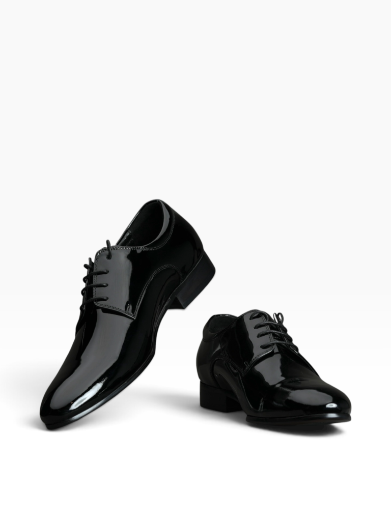 Black Patent Leather Tuxedo Derby