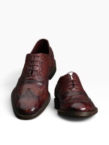 Wine Crocodile Washed Wingtip Oxford