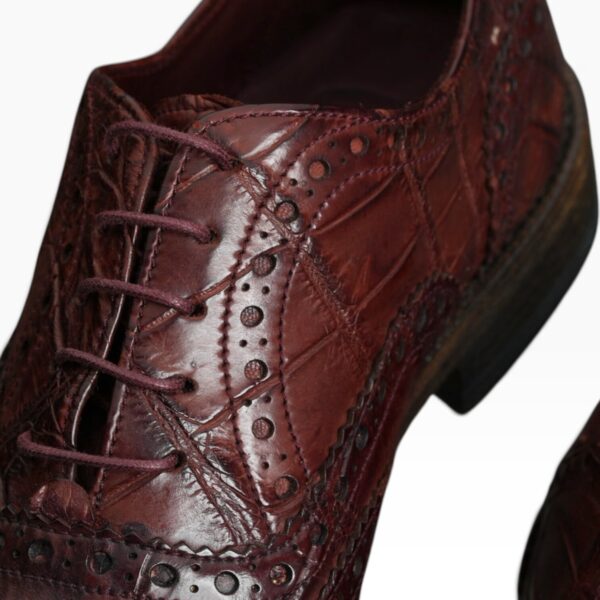 Wine Crocodile Washed Wingtip Oxford