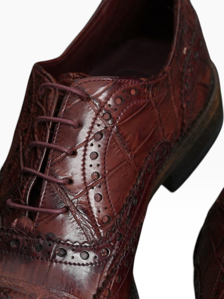 Wine Crocodile Washed Wingtip Oxford