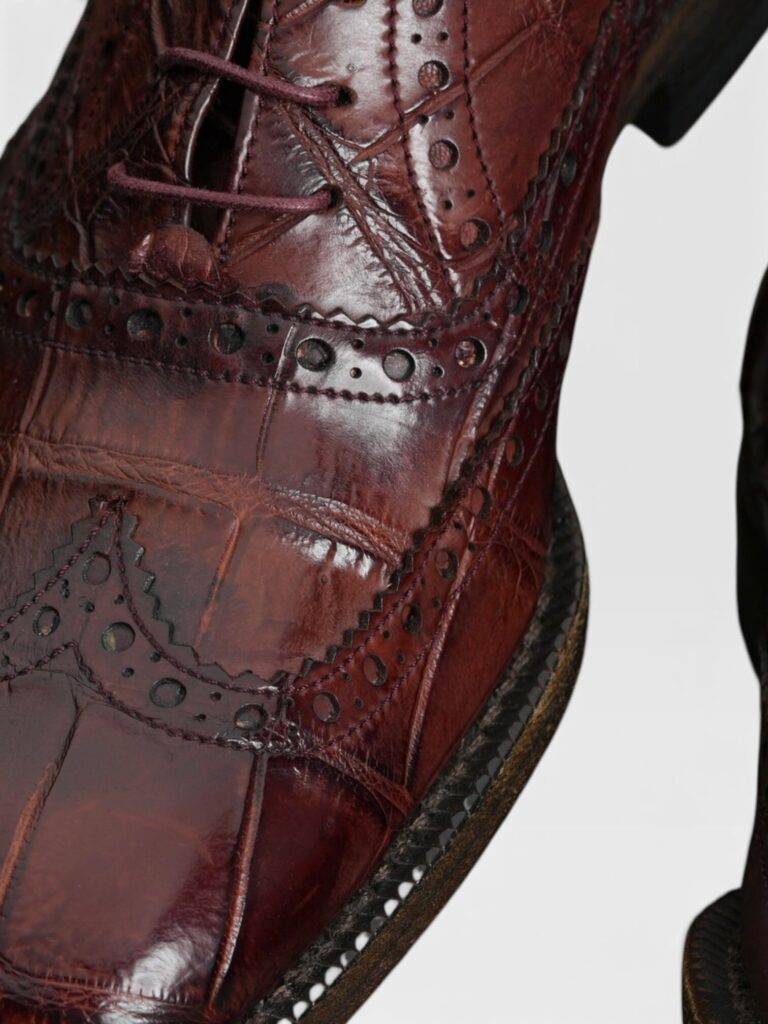 Wine Crocodile Washed Wingtip Oxford