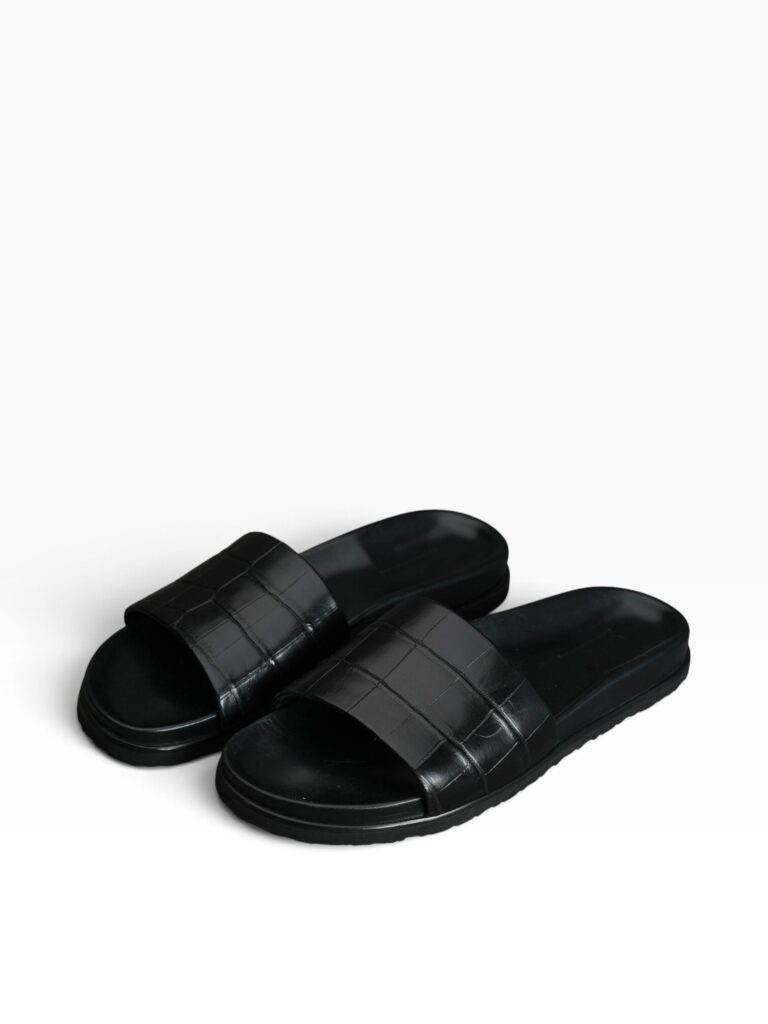 Black Crocodile Sandal