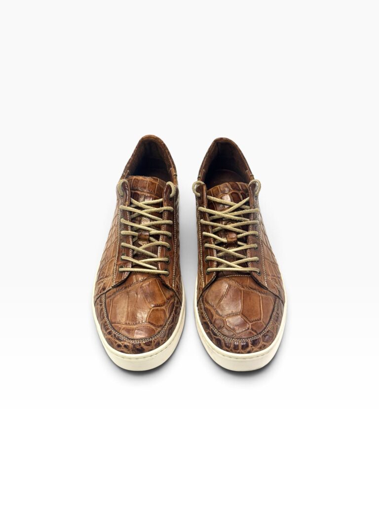 Brown Alligator Low-Top Sneaker