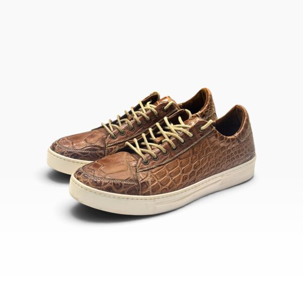 Brown Alligator Low-Top Sneaker
