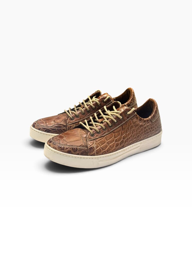 Brown Alligator Low-Top Sneaker