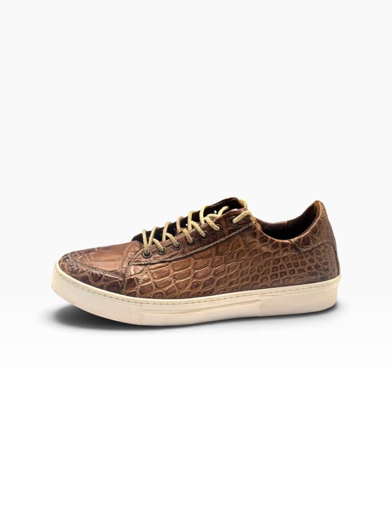 Brown Alligator Low-Top Sneaker