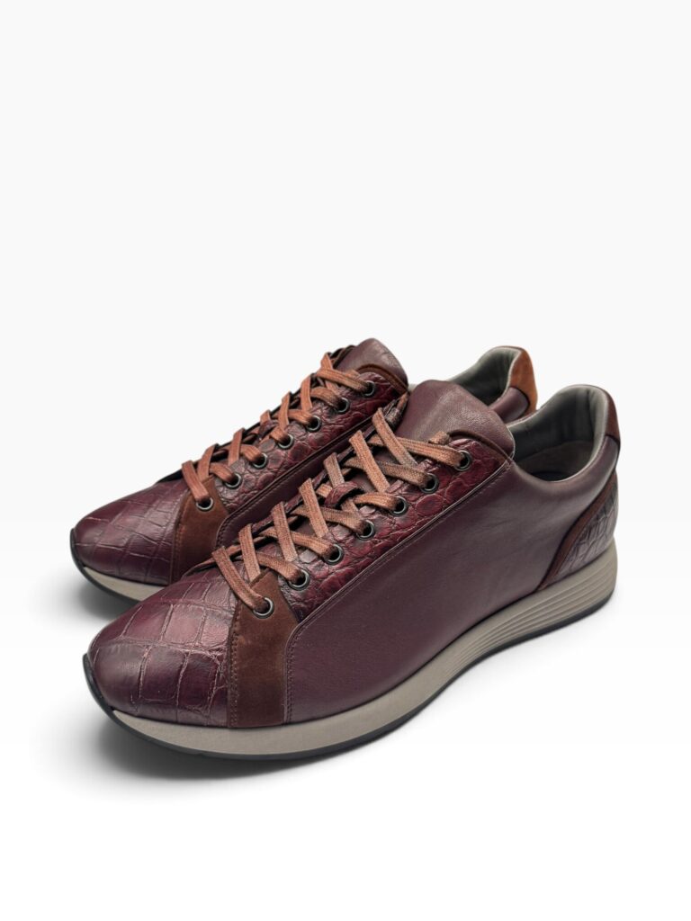 Geranium & Wine Alligator Luxury Sneaker