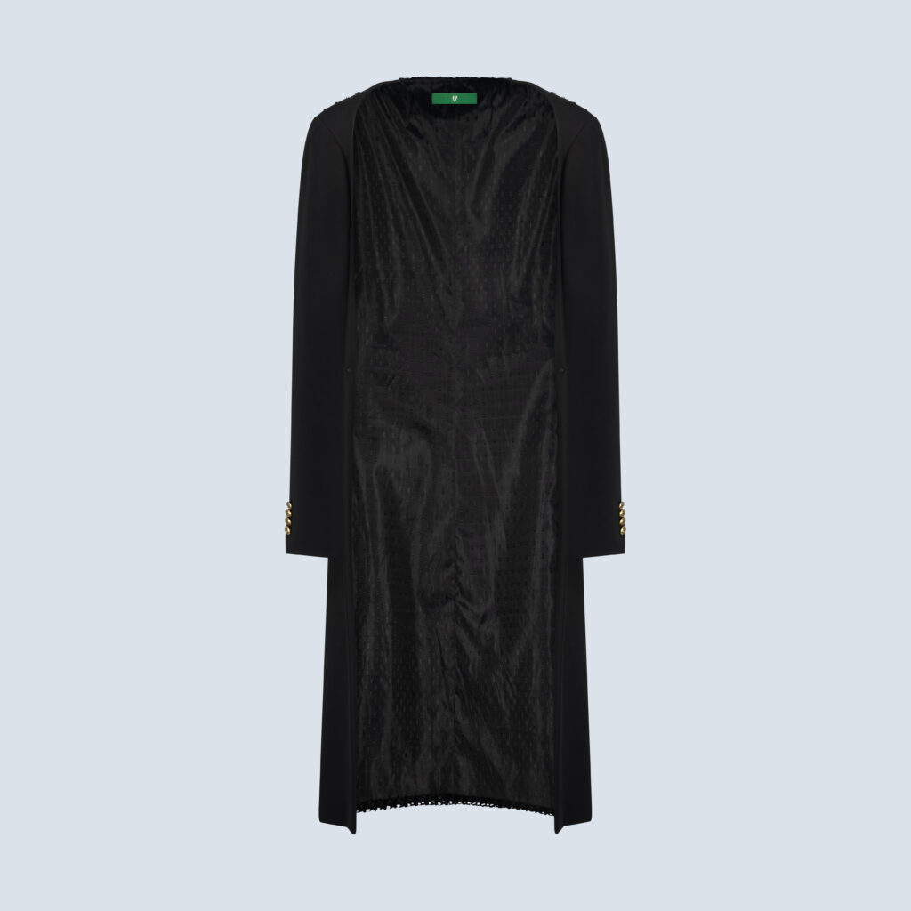 Black Deep V-Neck Cape Jacket