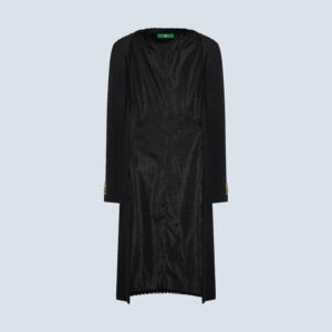 Black Deep V-Neck Cape Jacket