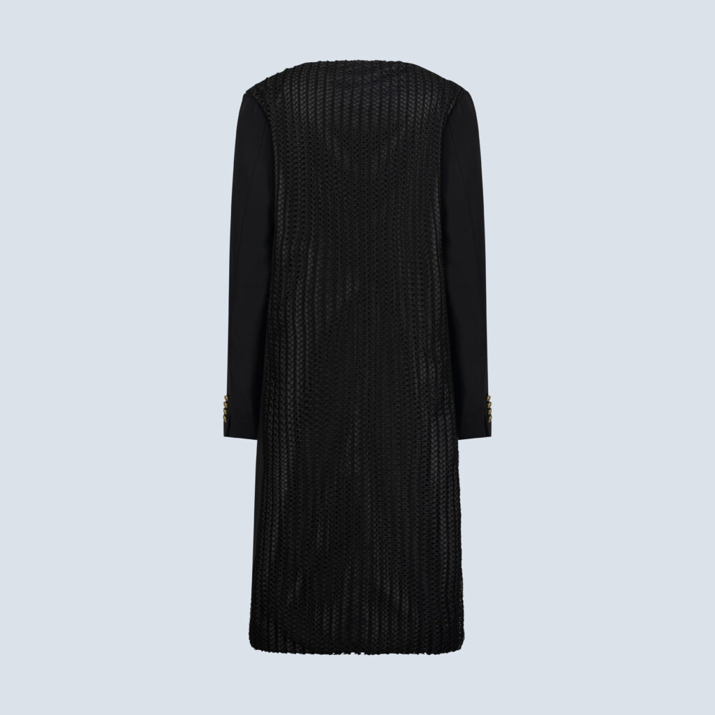 Black Deep V-Neck Cape Jacket
